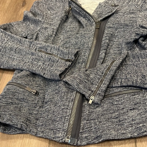 GAP Moto Jacket 100% Cotton Versatile Grayish Blue Zippers and Snaps - Picture 12 of 14